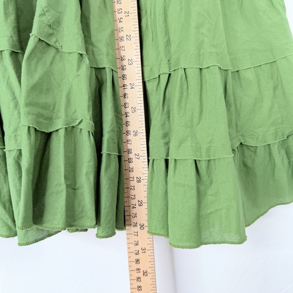 Silvergate Women's Green 100% Cotton Maxi Skirt Size Large Boho Ruffle - Picture 8 of 13